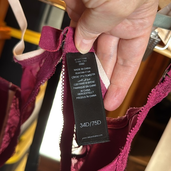 B By Ted Baker Burgundy Lace Lined Bra Size 34D - Picture 2 of 8